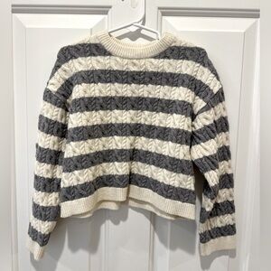 Zara Gray and Cream Striped Sweater